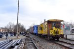 This is a rear view of the train stopped in Downtown Warwick just as the toys are being collected by the TFT train crew